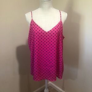BNWT Ann Taylor Raspberry Pink and Black Polka Dot Camisole